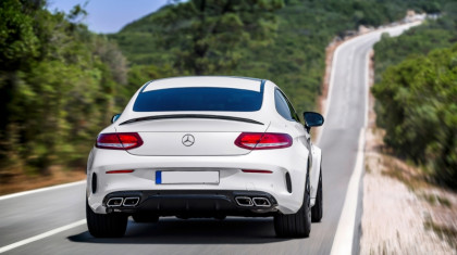 Zadní difuzor s koncovkama Mercedes C-Class C205 A205 Coupe Cabriolet (2014-2019) Facelift C63S Design Silver Tips