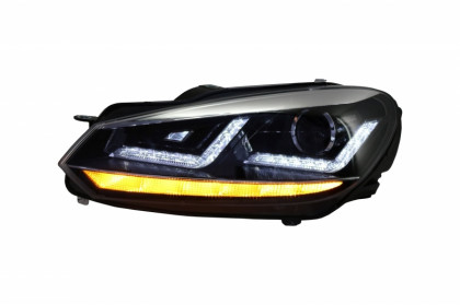 Přední světla OSRAM, s LED denními světly, LED dynamickým blinkrem pro VW Golf VI 08-12 černá