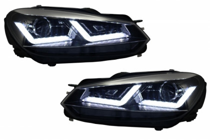 Přední světla OSRAM, s LED denními světly, LED dynamickým blinkrem pro VW Golf VI 08-12 černá