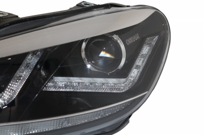 Přední světla OSRAM, s LED denními světly, LED dynamickým blinkrem pro VW Golf VI 08-12 černá