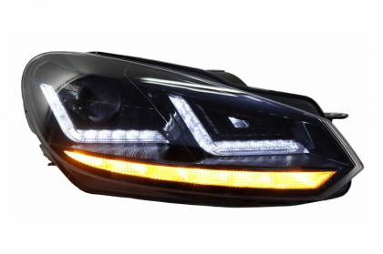 Přední světla OSRAM, s LED denními světly, LED dynamickým blinkrem pro VW Golf VI 08-12 černá