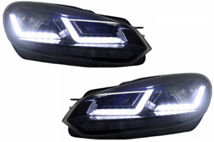 Přední světla OSRAM, s LED denními světly, LED dynamickým blinkrem pro VW Golf VI 08-12 černá