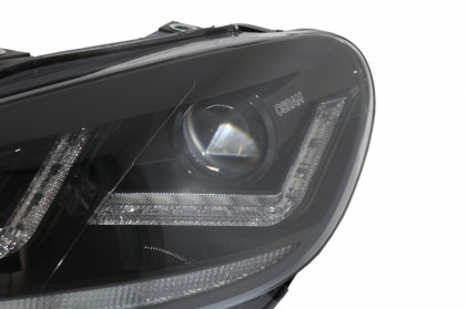 Přední světla OSRAM, s LED denními světly, LED dynamickým blinkrem pro VW Golf VI 08-12 černá