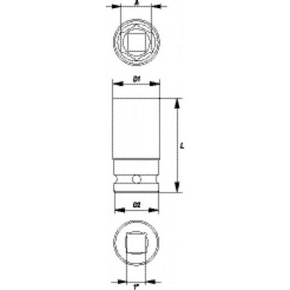 Nástavec 1" rázový šestihranný hluboký 33 mm CrMo