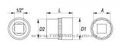 Nástavec 1/2" 11 mm dvanáctihranný