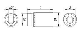 Nástavec 1/2" 12 mm šetihranný hluboký