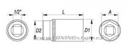 Nástavec 1/2" 14 mm šetihranný hluboký