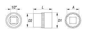 Nástavec 1/2" 15 mm dvanáctihranný