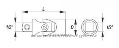 Nástavec 1/2" prodlužovací 69 mm kloubový