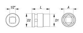 Nástavec 1/2" rázový šestihranný 12 mm CrMo