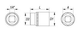 Nástavec 1/4" 5 mm šetihranný