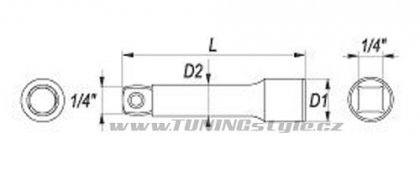 Nástavec 1/4" prodlužovací 51 mm odchylný