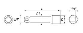Nástavec 1/4" prodlužovací 76 mm odchylný