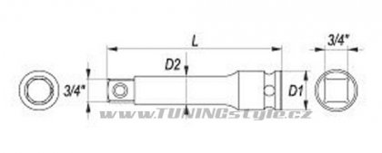 Nástavec 3/4" rázový prodlužovací 330 mm CrMo