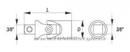 Nástavec 3/8" prodlužovací 35 mm kloubový