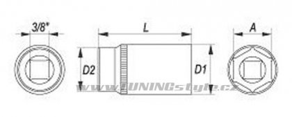 Nástavec 3/8" šetihranný hluboký 6mm