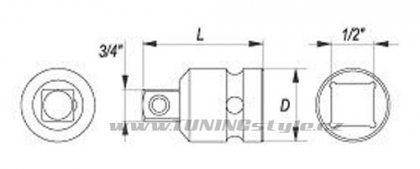 Nástavec adaptér 1/2" - 3/4" rázový CrMo SCM-440