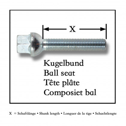 Šrouby dlouhé M14x1,5 - 37mm kulové sedlo