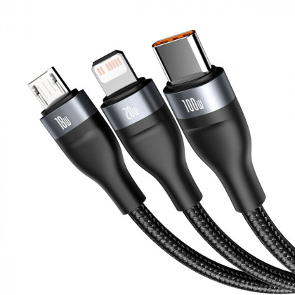 Kabel USB 3v1 Baseus Flash Serie, černý