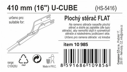 Stěrač FLAT BULK (U-CUBE) 16"/410mm