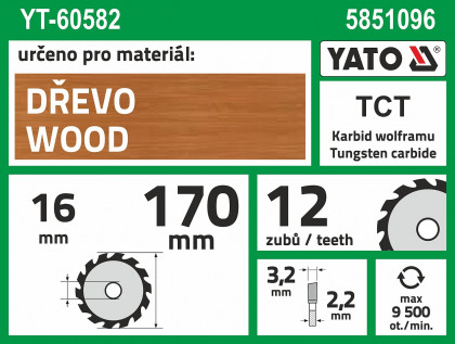 Kotouč na dřevo 170 x 16 mm 12z