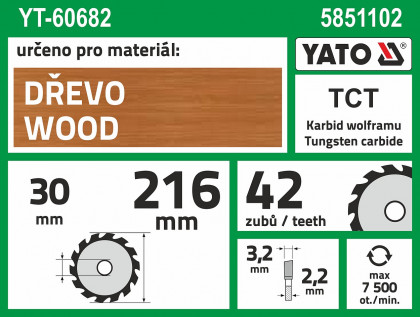 Kotouč na dřevo 216 x 30 mm 48z