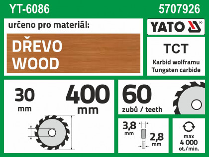 Kotouč na dřevo 400 x 30 mm 60z