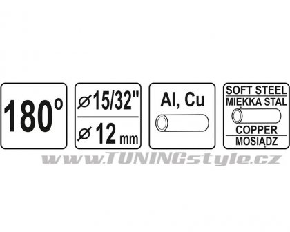 Ohybačka na trubky Al, Cu, 180°, pr. 15/32" - 12mm