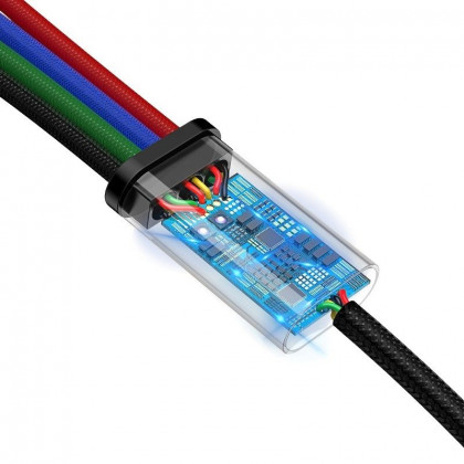 USB kabel BASEUS Fast 4v1 Lightning / Micro 3,5A 1,2m černý