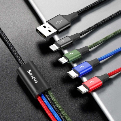 USB kabel BASEUS Fast 4v1 Lightning / Micro 3,5A 1,2m černý