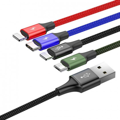 BASEUS USB Kabel 4v1 černý, 1xUSB-C, 2x Lightning, 1xMicro 3,5A 120 cm