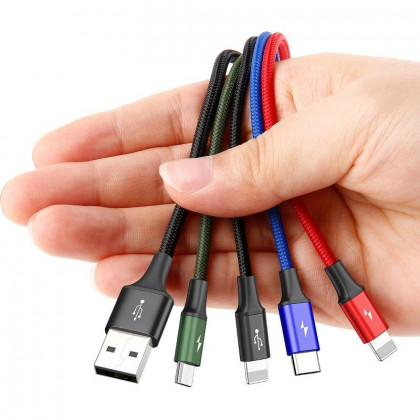 BASEUS USB Kabel 4v1 černý, 1xUSB-C, 2x Lightning, 1xMicro 3,5A 120 cm