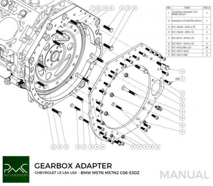 Adapter skrzyni biegów GM Chevrolet V8 LS - BMW M57N M57N2 N54 N52 N54 N52 N53 GS6-53DZ GS6-53BZ
