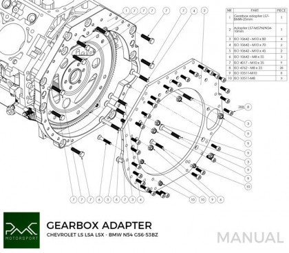 Adapter skrzyni biegów GM Chevrolet V8 LS - BMW M57N M57N2 N54 N52 N54 N52 N53 GS6-53DZ GS6-53BZ