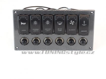 Panel přepínačů 12/24V x6 IP68