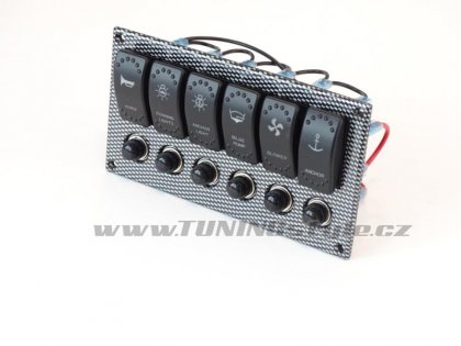 Panel přepínačů 12/24V x6 IP68