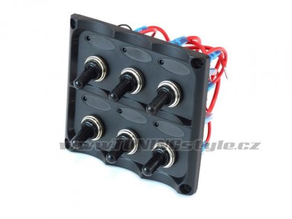 Panel přepínačů 12V SPST/ON-OFFx6, 3B 15A IP68