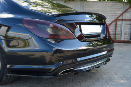 Splitter zadní, prostřední Mercedes CLS C218 (se žebry) 11-14 černý lesklý plast