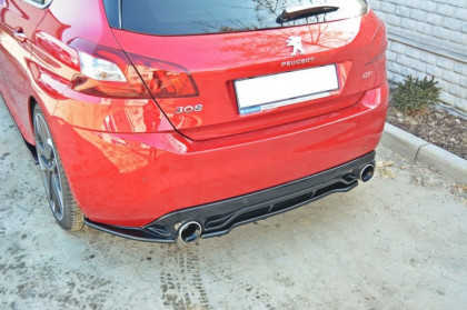 Splitter zadní, prostřední Peugeot 308 II GTI (se žebry) 15-18 černý lesklý plast