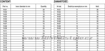 Pojistné kroužky sada 300ks, R1-R19, pr. 3 -32mm