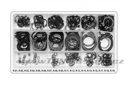 Pojistné kroužky sada 300ks, R1-R19, pr. 3 -32mm