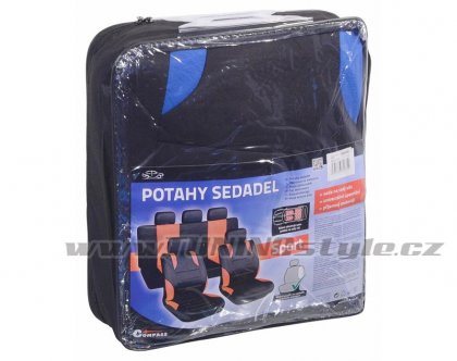 Potahy sedadel sada 9ks SPORT modré AIRBAG