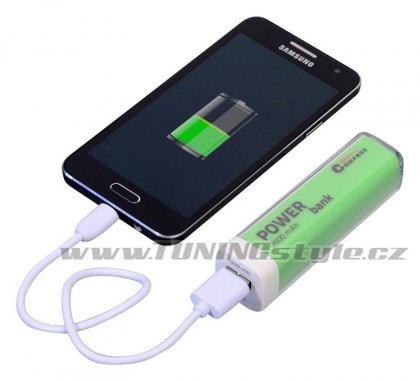 POWER BANK 2600mA zelený + 30cm kabel