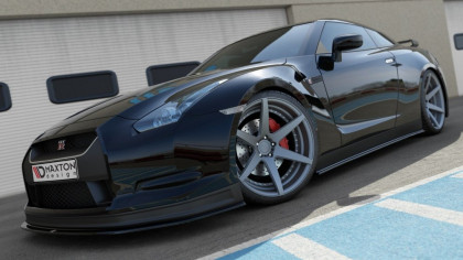 Prahové lišty NISSAN GT-R PŘED FACELIFTEM COUPE (R35-SERIES) (2007-2010) černý lesklý plast