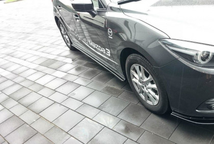 Prahové lišty Mazda 3 BM (Mk3) Facelift 2017-  černý lesklý plast