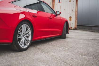 Prahové lišty Audi A7 C8 S-Line černý lesklý plast