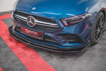 Spojler pod přední nárazník lipa V.3 Mercedes-Benz A35 AMG W177 černý lesklý plast