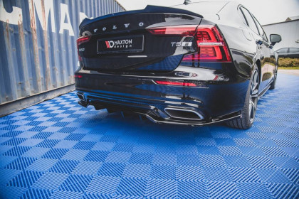 Spoiler zadního nárazníku Volvo S60 R-Design Mk3 se žebry černý lesklý plast