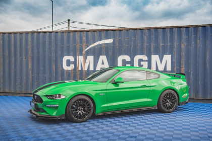 Prahové lišty + Flaps Ford Mustang GT Mk6 Facelift černý lesklý plast