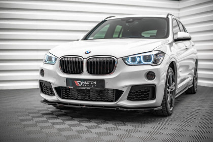 Spojler pod nárazník lipa V.1 BMW X1 M-Pack F48 černý lesklý plast